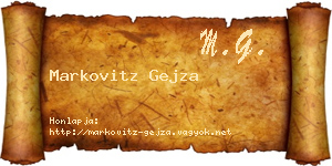 Markovitz Gejza névjegykártya